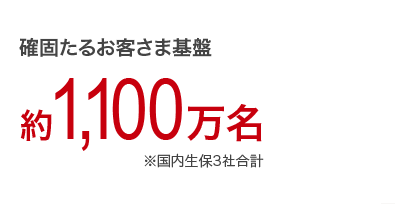 確固たるお客さま基盤 約1,100万名 ※国内生保3社合計