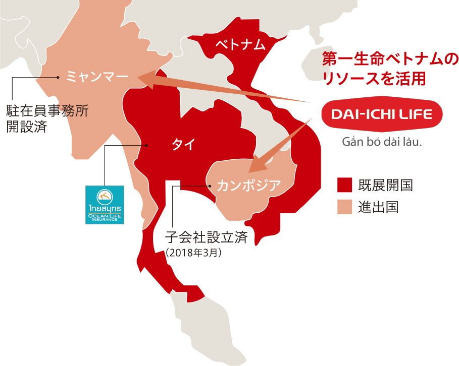 図：中長期的な成長が見込めるメコン地域での事業開始に向け取組みを本格化