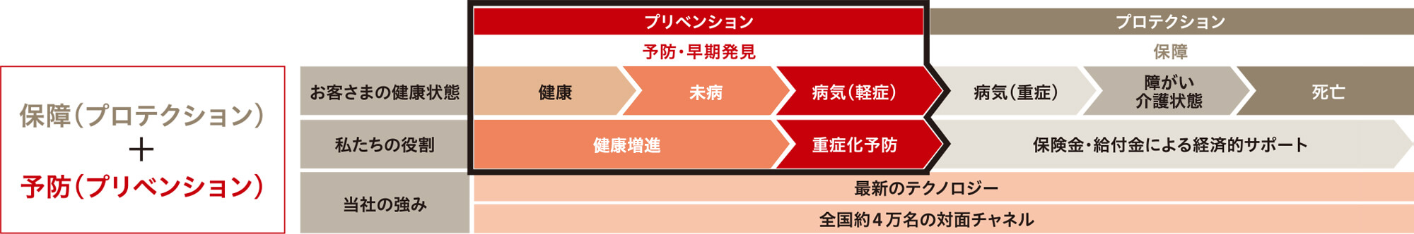 図：保障（プロテクション）+予防（プリベンション）